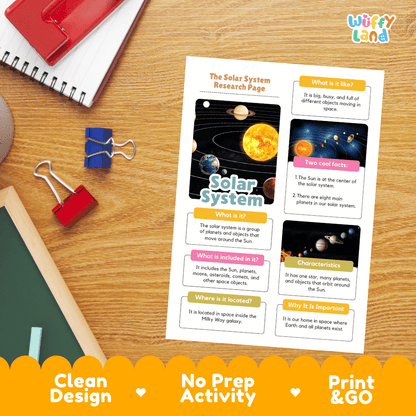 Solar System Research Project Worksheets and Fact Sheet