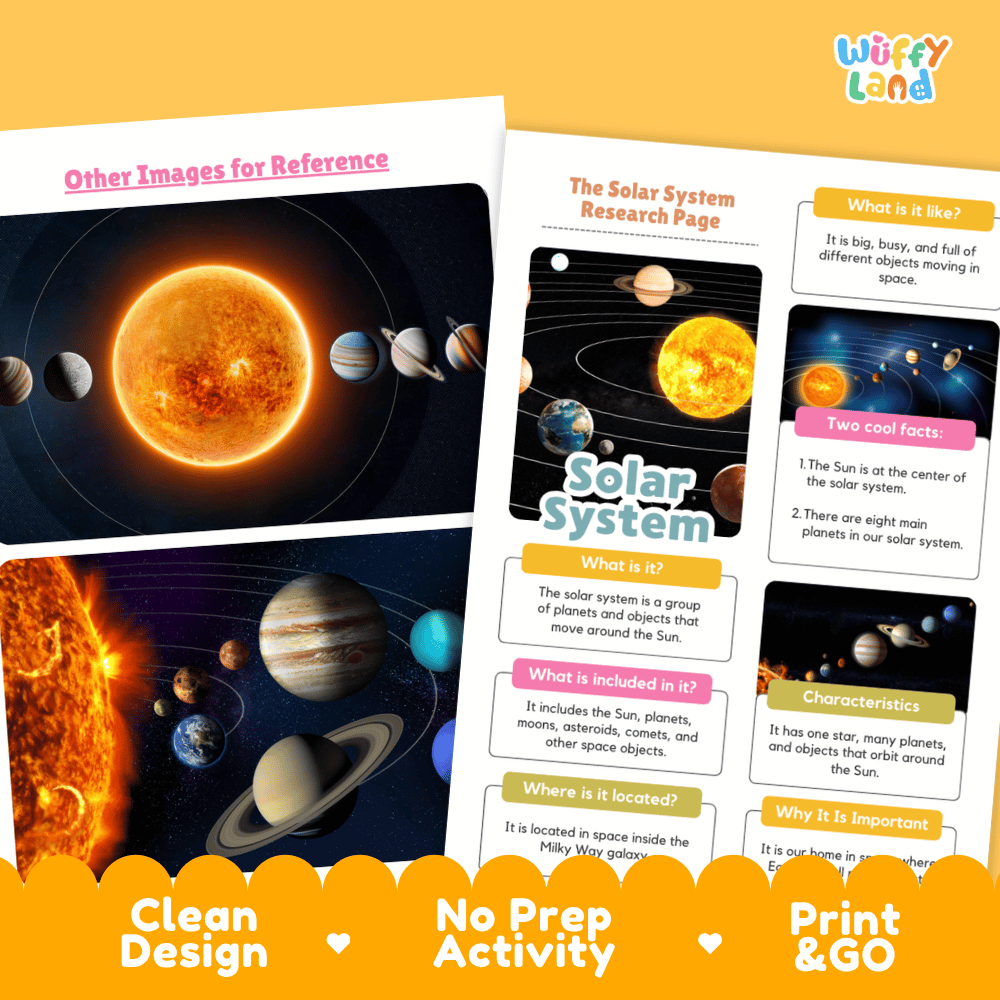 Solar System Research Project Worksheets and Fact Sheet