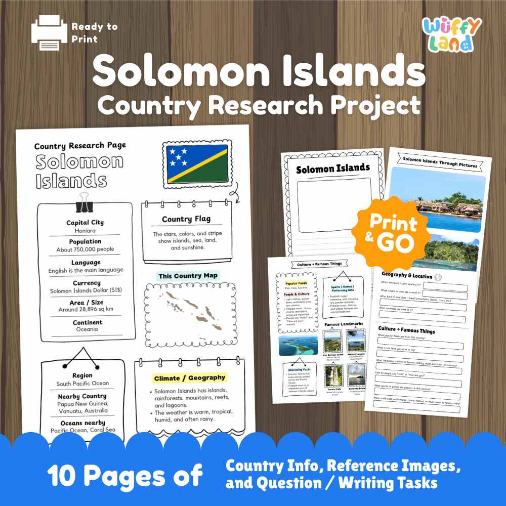 Solomon Islands Country Research Project Worksheets and Activity Pages