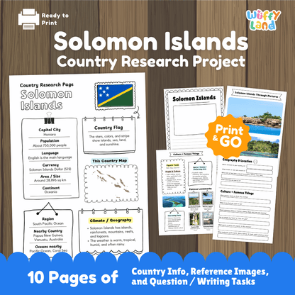 Solomon Islands Country Research Project Worksheets and Activity Pages