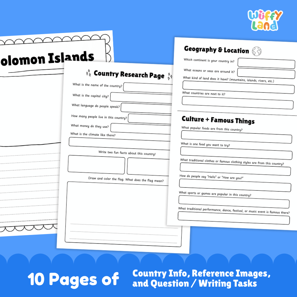 Solomon Islands Country Research Project Worksheets and Activity Pages