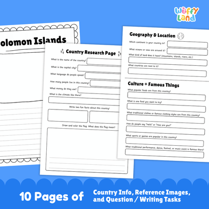 Solomon Islands Country Research Project Worksheets and Activity Pages
