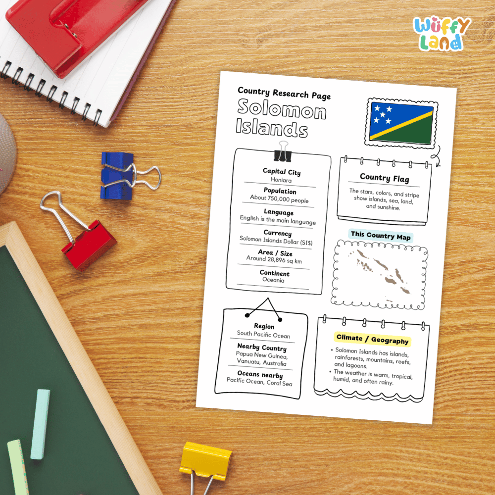 Solomon Islands Country Research Project Worksheets and Activity Pages
