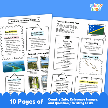 Solomon Islands Country Research Project Worksheets and Activity Pages