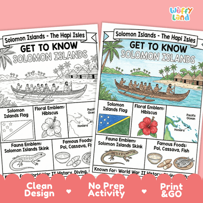 Solomon Islands Geography Coloring Poster Activity Worksheet