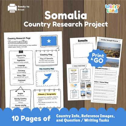 Somalia Country Research Project Worksheets and Activity Pages