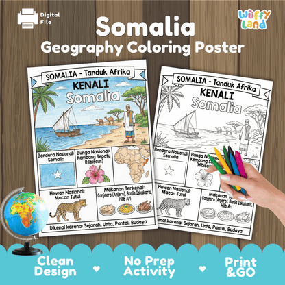 Somalia Geography Coloring Poster and Fact Sheet Printable Worksheets