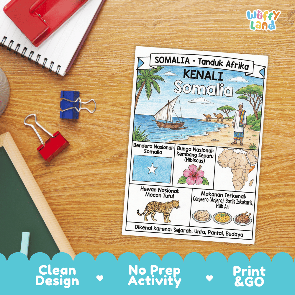 Somalia Geography Coloring Poster and Fact Sheet Printable Worksheets