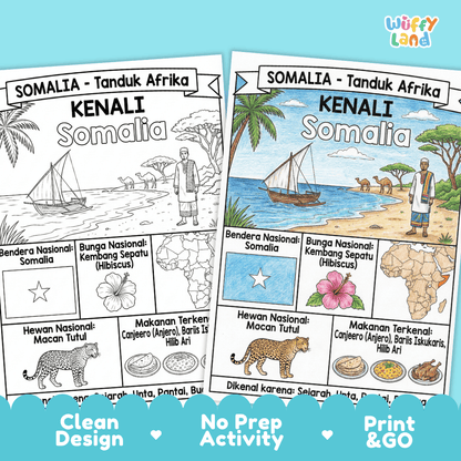 Somalia Geography Coloring Poster and Fact Sheet Printable Worksheets