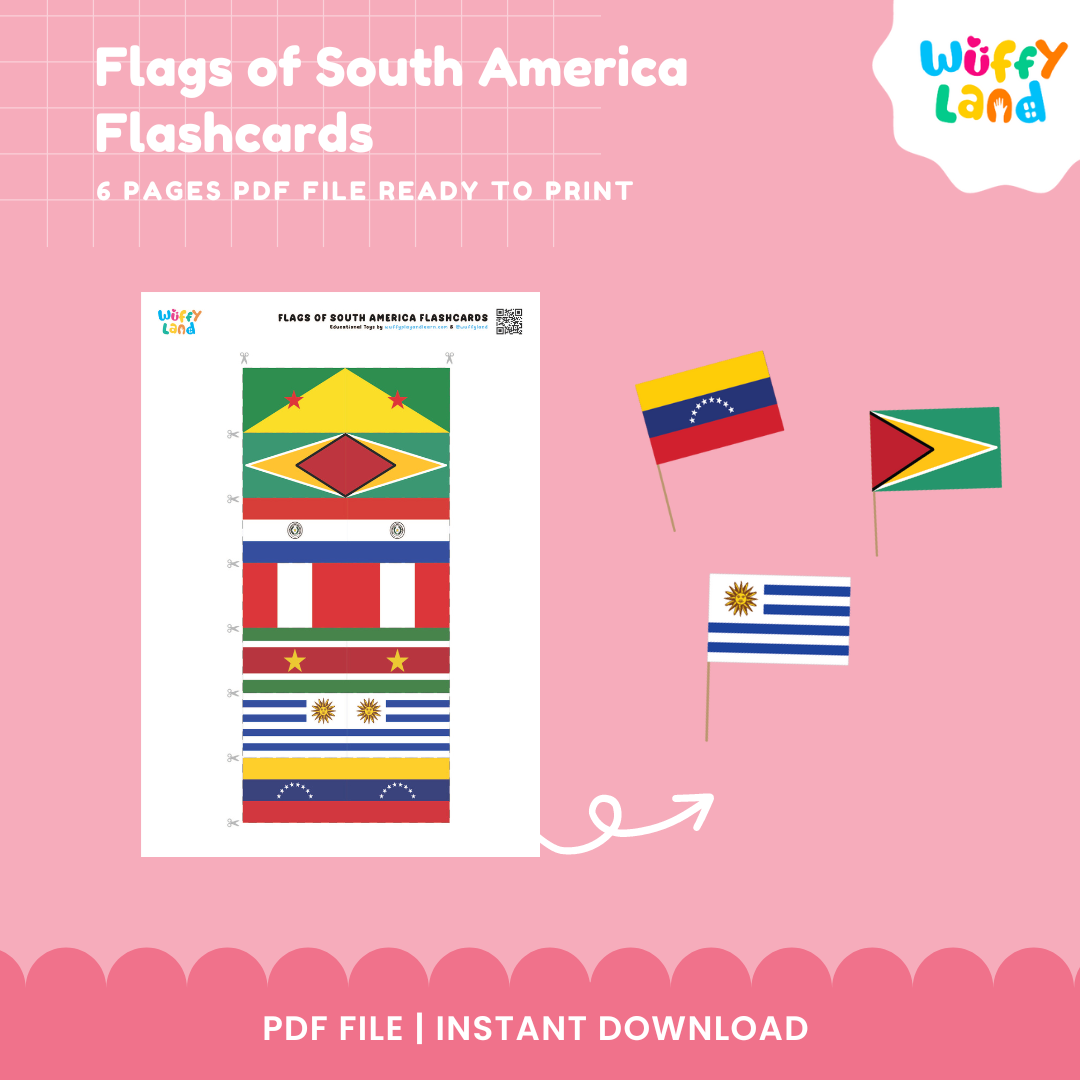 South America flags matching cards printable for homeschool and classroom geography activities focused on countries of South America