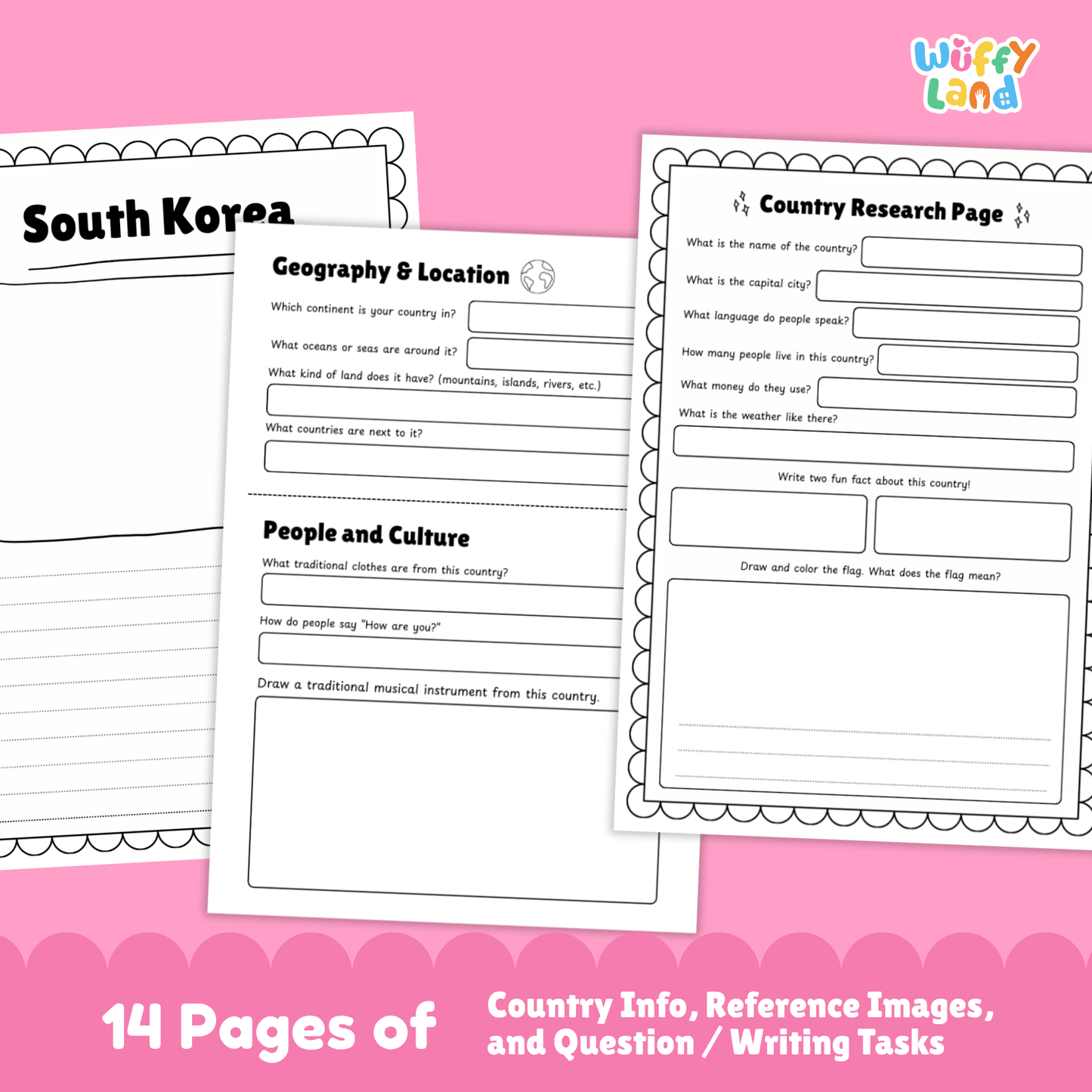 SOUTH KOREA Country Research Project | Asia Printable Geography Worksheets