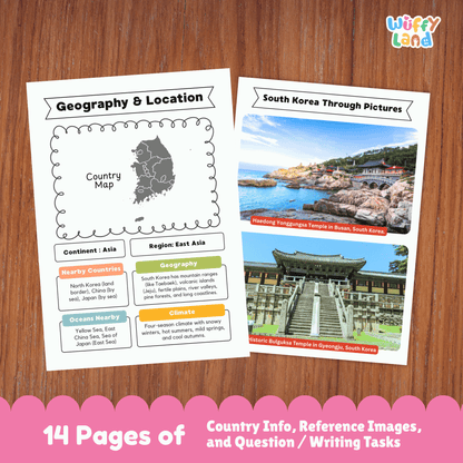 SOUTH KOREA Country Research Project | Asia Printable Geography Worksheets
