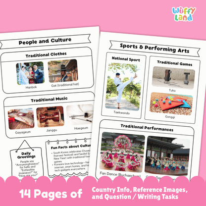SOUTH KOREA Country Research Project | Asia Printable Geography Worksheets