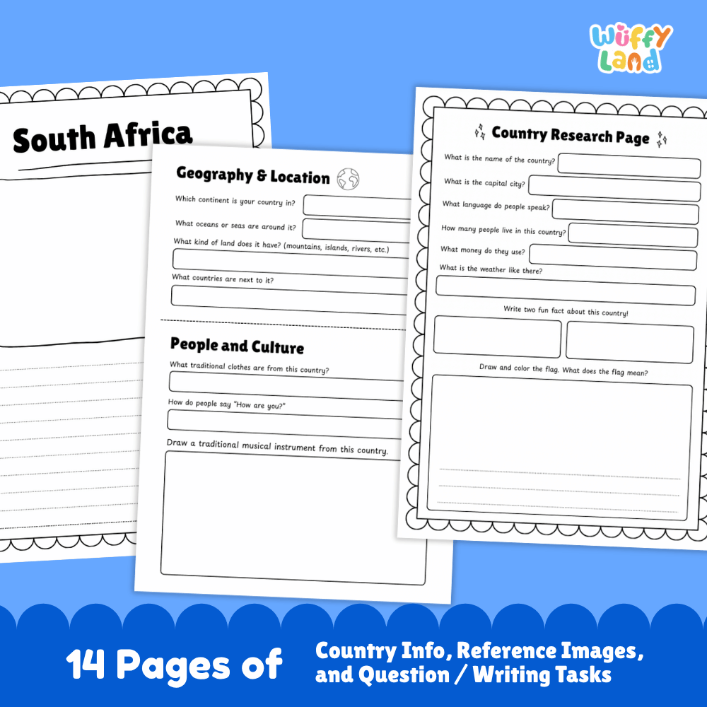 South Africa Country Research Project | Geography Worksheets and Writing Tasks