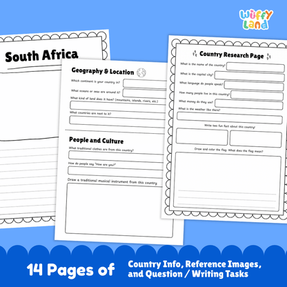 South Africa Country Research Project | Geography Worksheets and Writing Tasks