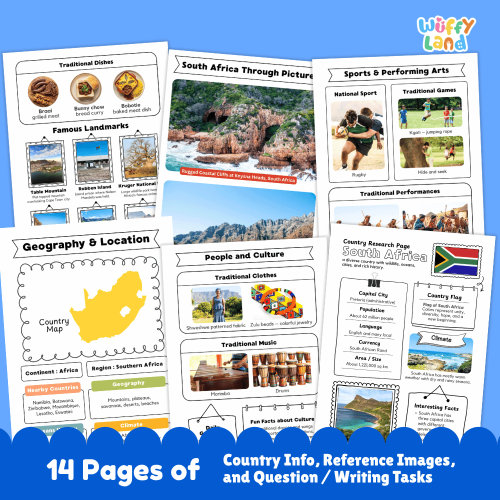 South Africa Country Research Project | Geography Worksheets and Writing Tasks