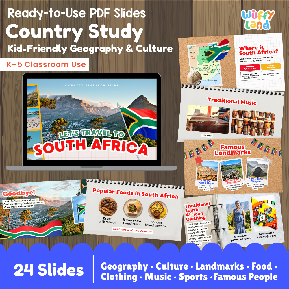 South Africa Country Study Kid Friendly Geography & Culture PDF Slides