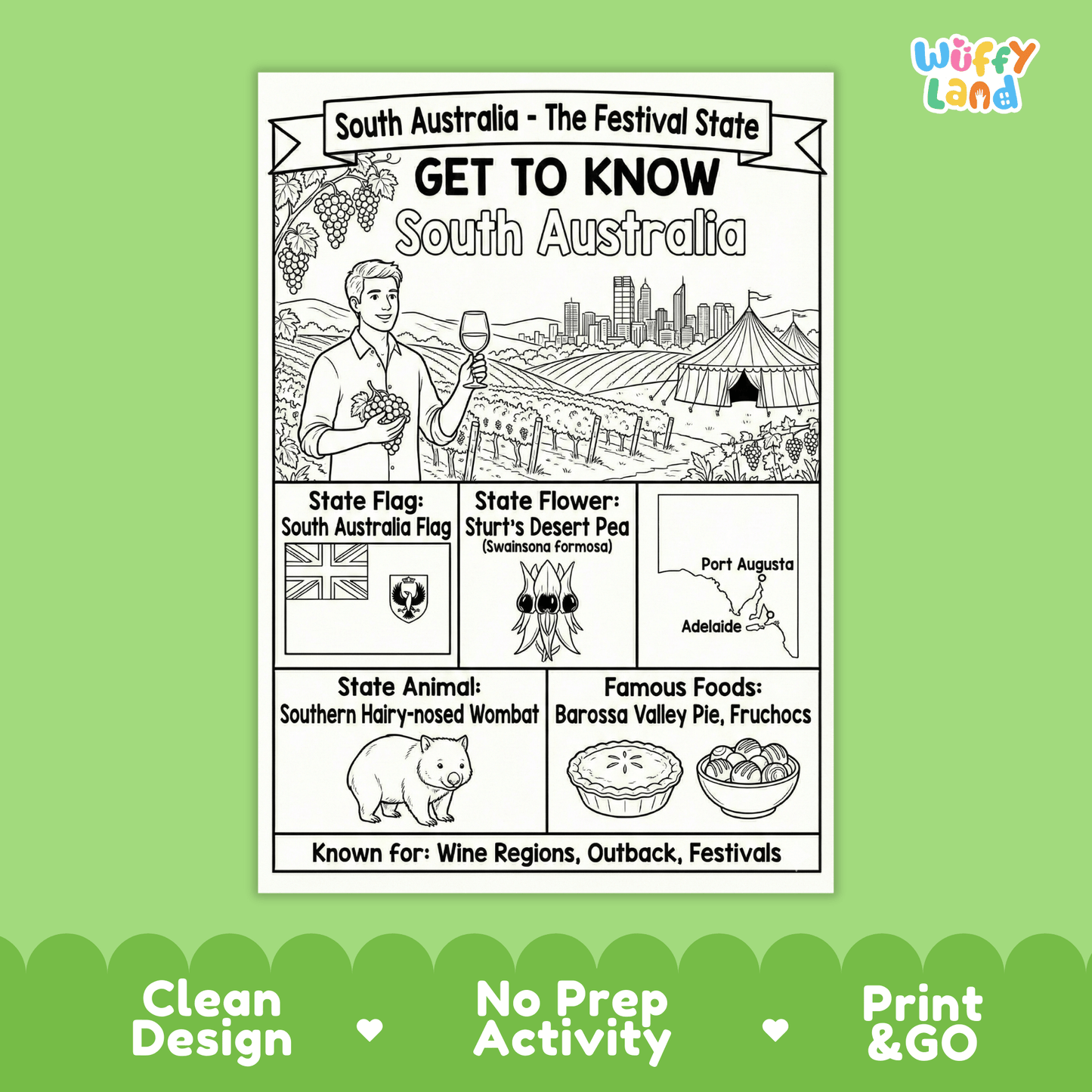 South Australia State Study Geography Coloring Page Worksheet Activity