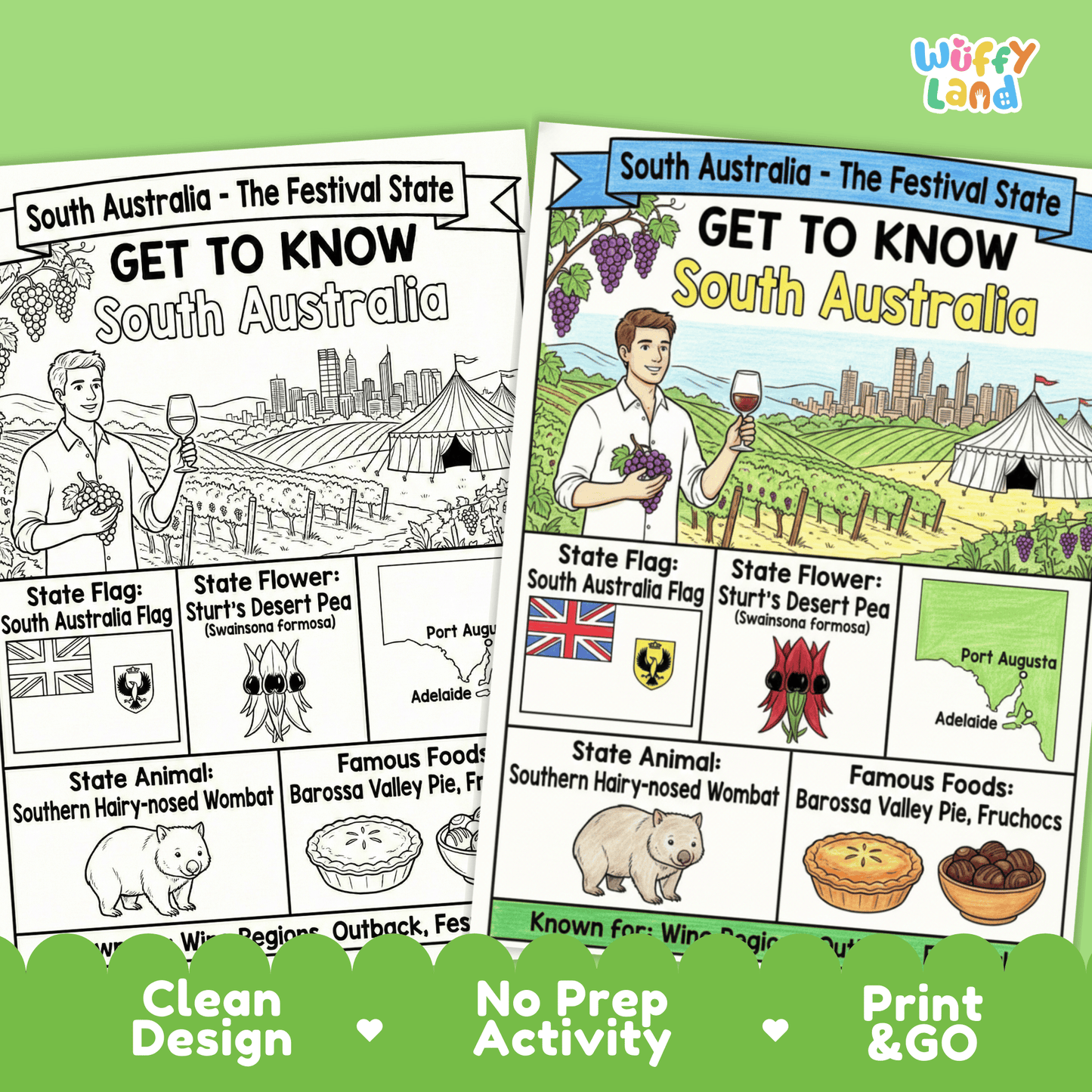 South Australia State Study Geography Coloring Page Worksheet Activity