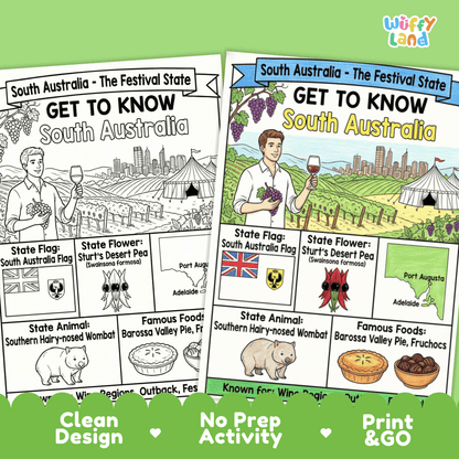 South Australia State Study Geography Coloring Page Worksheet Activity