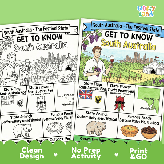 South Australia State Study Geography Coloring Page Worksheet Activity