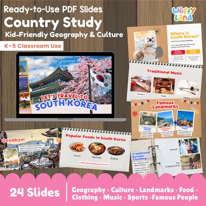 South Korea Country Study Kid Friendly Geography & Culture PDF Slides