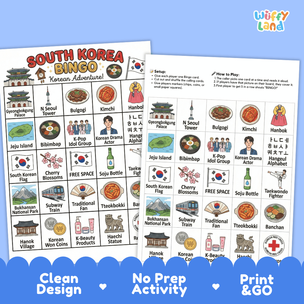 South Korea Geography BINGO Game - Cultural Social Studies Printable Activity