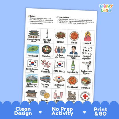 South Korea Geography BINGO Game - Cultural Social Studies Printable Activity