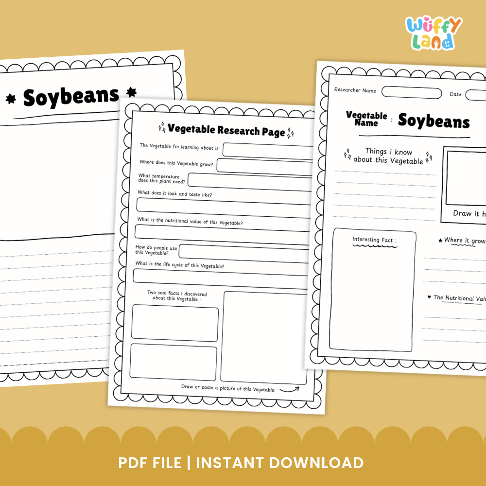 Soybeans Vegetable Research Worksheets and Informational Fact Sheets