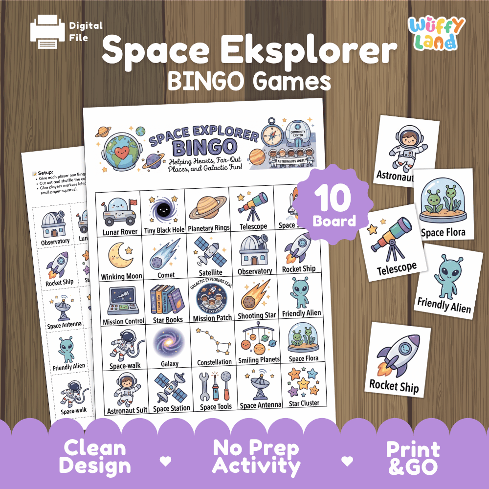 Space Explorer Bingo Games Printable Activity