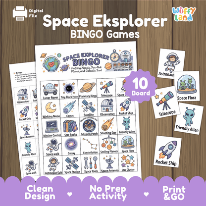 Space Explorer Bingo Games Printable Activity