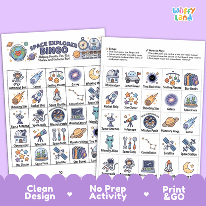 Space Explorer Bingo Games Printable Activity