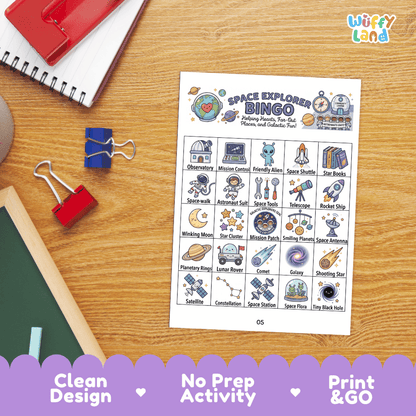 Space Explorer Bingo Games Printable Activity