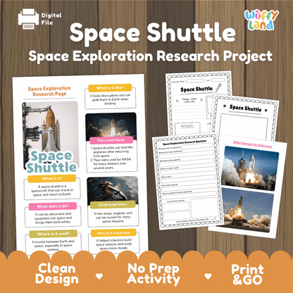 Space Shuttle Space Exploration Research Project Pages and Worksheets