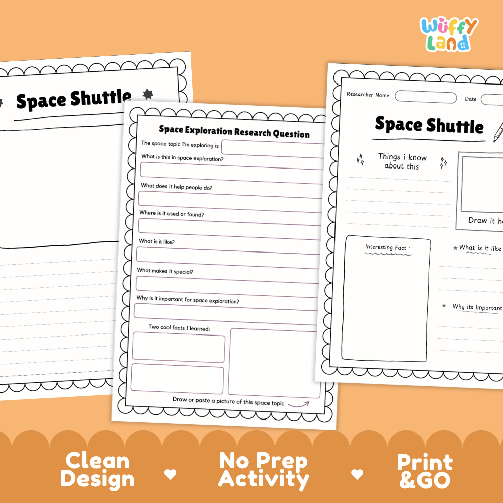 Space Shuttle Space Exploration Research Project Pages and Worksheets
