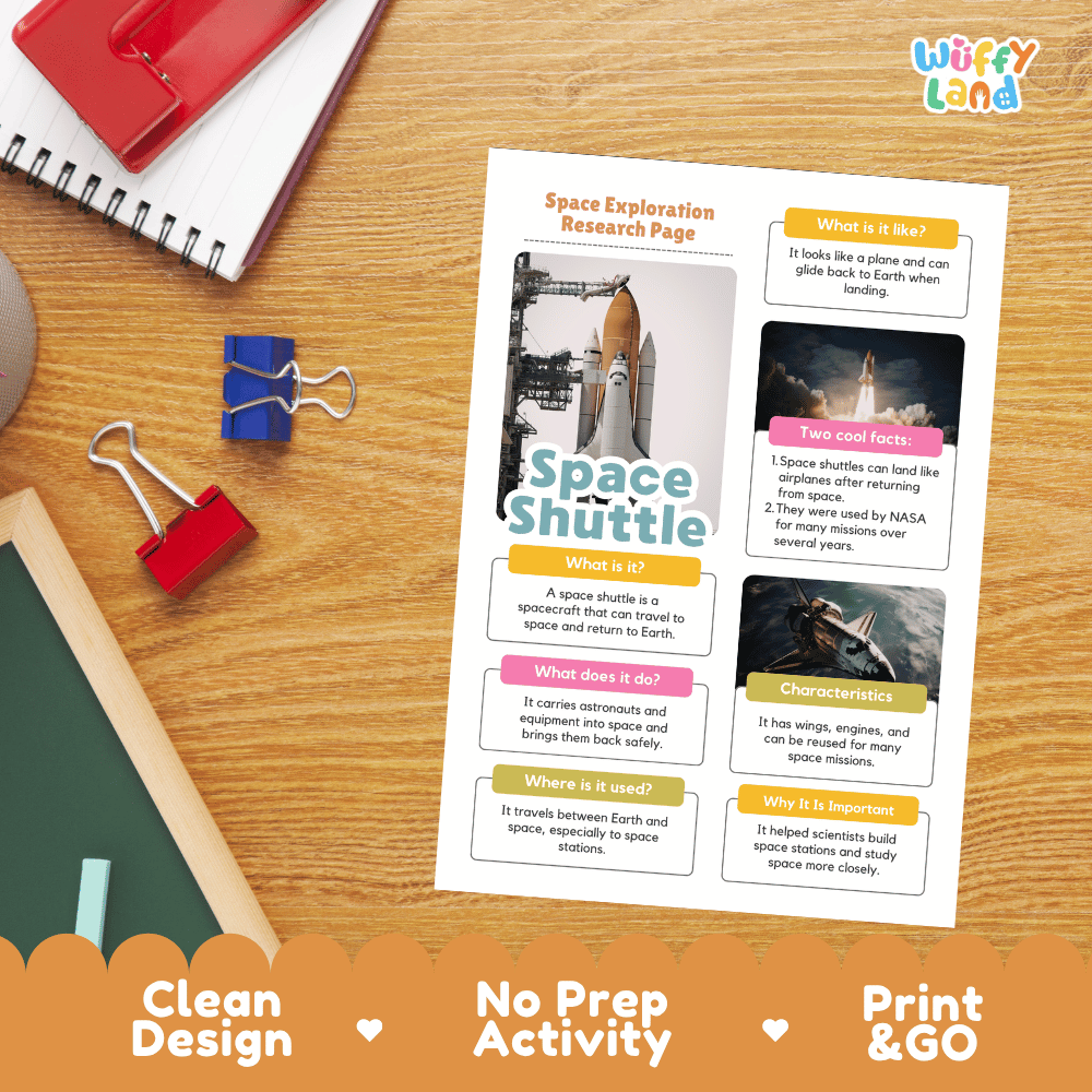 Space Shuttle Space Exploration Research Project Pages and Worksheets