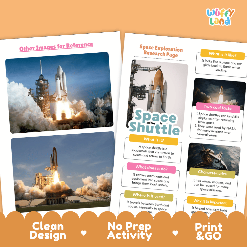 Space Shuttle Space Exploration Research Project Pages and Worksheets