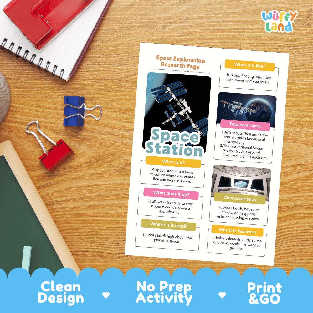 Space Station Space Exploration Research Project Pages and Worksheets