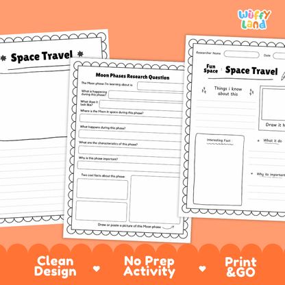 Space Travel Solar System Research Project Worksheets and Fact Sheet