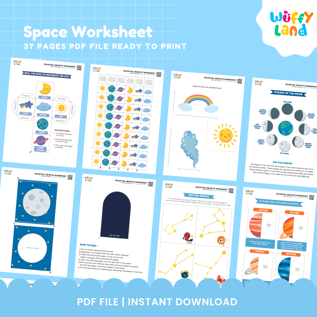 Space Worksheet Pack | Outer Space Science Crafts & Fine Motor Activities Printable
