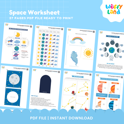 Space Worksheet Pack | Outer Space Science Crafts & Fine Motor Activities Printable