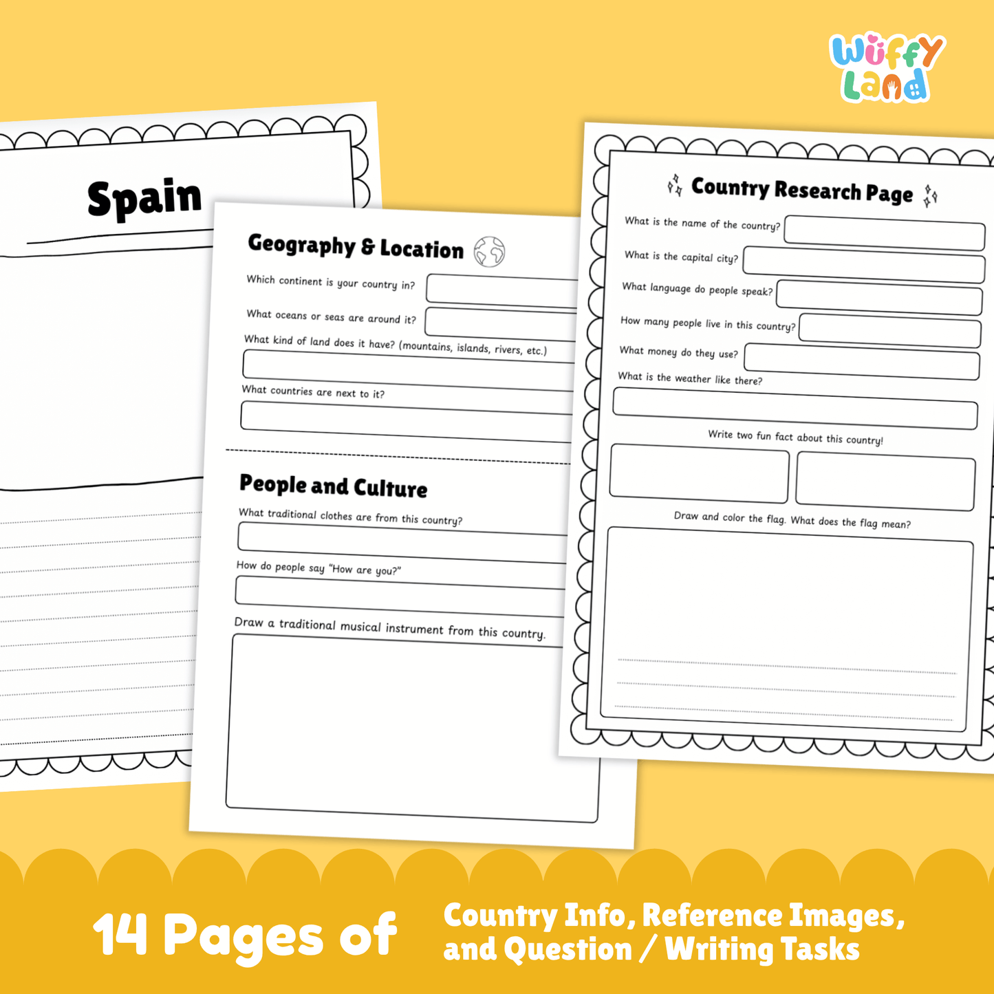 SPAIN Country Study | Geography Research Project & Printable Worksheets