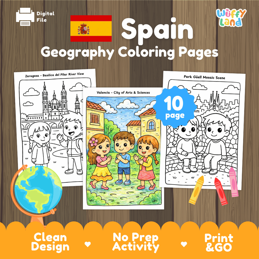 Spain Geography Coloring Pages Worksheets
