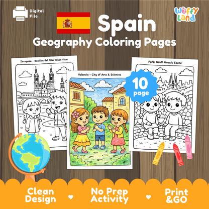 Spain Geography Coloring Pages Worksheets