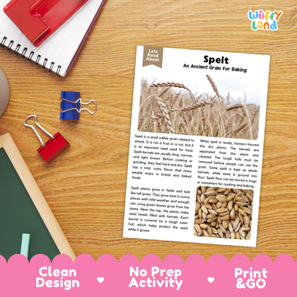 Spelt Reading Passage and Comprehension Questions Worksheets with Answer Key