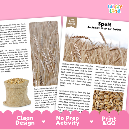 Spelt Reading Passage and Comprehension Questions Worksheets with Answer Key