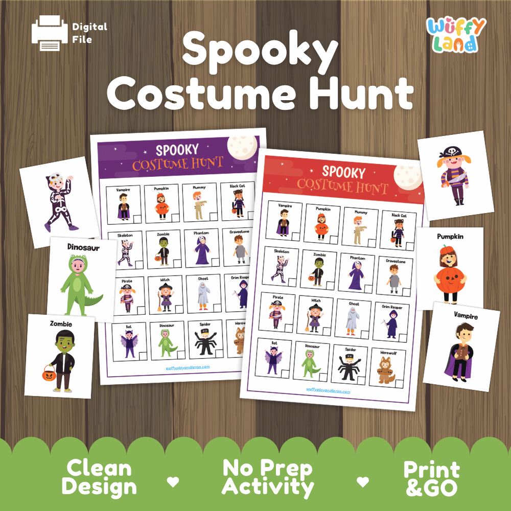 Spooky Costume Hunt Halloween Scavenger Hunt Activity Cards and Worksheets