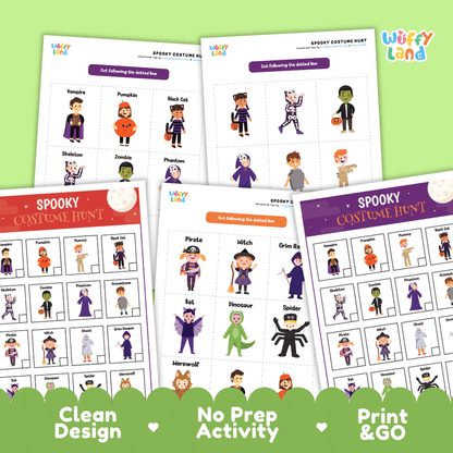 Spooky Costume Hunt Halloween Scavenger Hunt Activity Cards and Worksheets