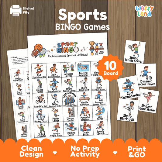 Sports BINGO Games Printable Athletics and Physical Education Activity Cards