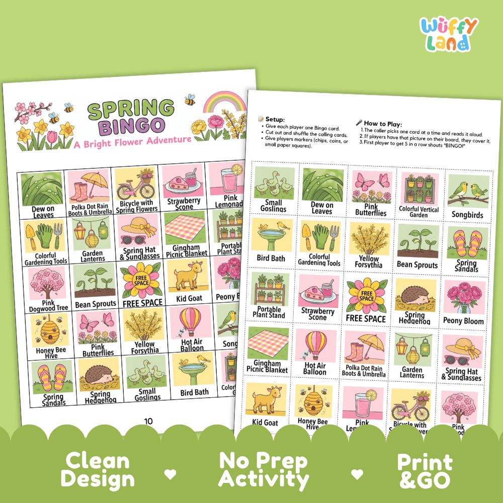 Spring Bingo Games Printable Activity